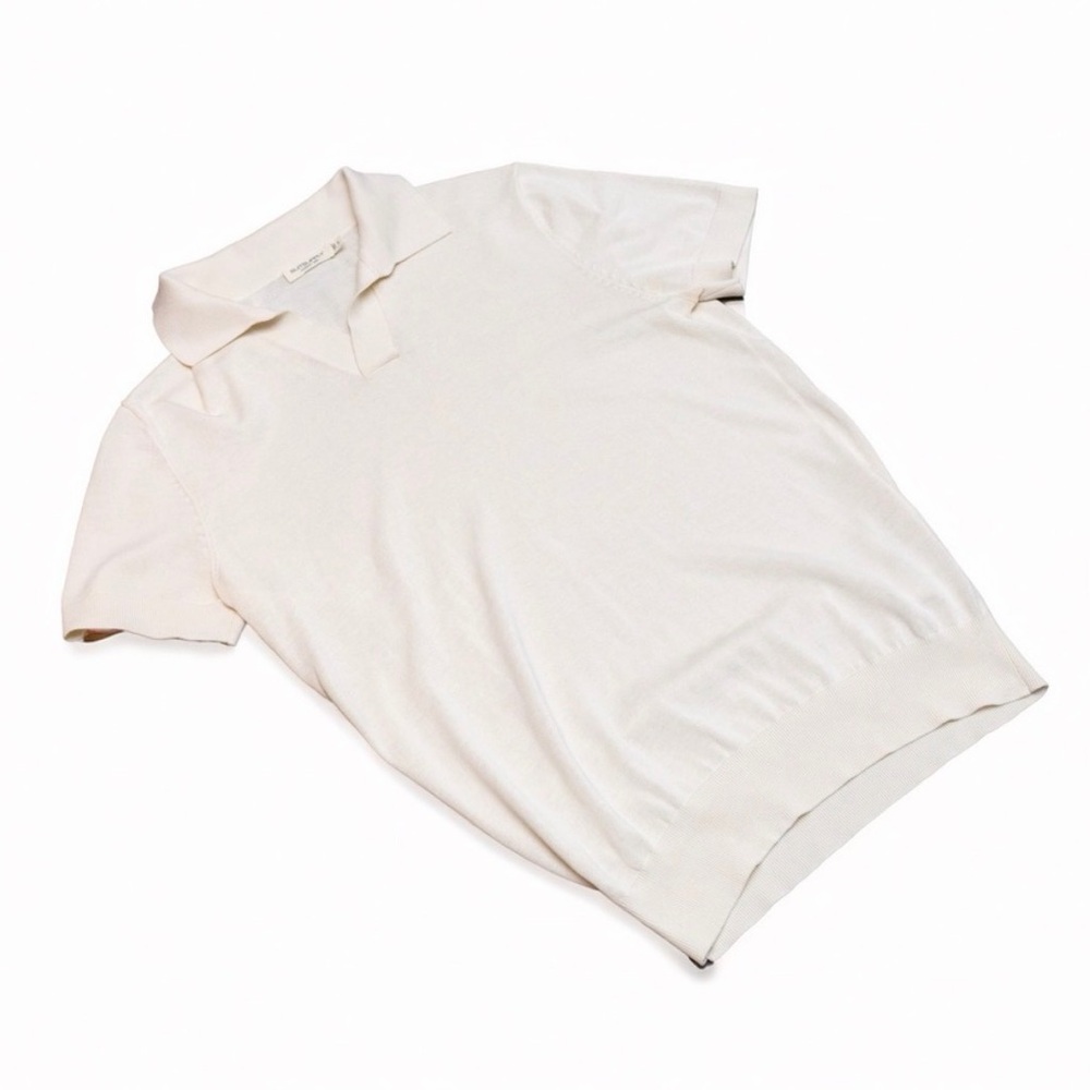 Suitsupply Cream Cotton Silk Polo Shirt